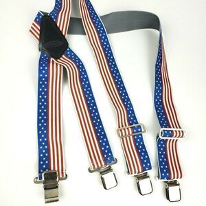 Patriotic Suspenders McGuire Nicholas Workwear Red White & Blue Stars Stripes 2"